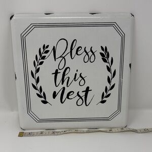 Black and White Metal 'Bless This Nest' Wall Decor
